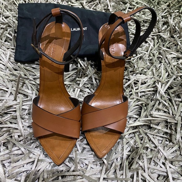 SAINT LAURENT TANGER WOOD & LEATHER SANDAL - Picture 4 of 12